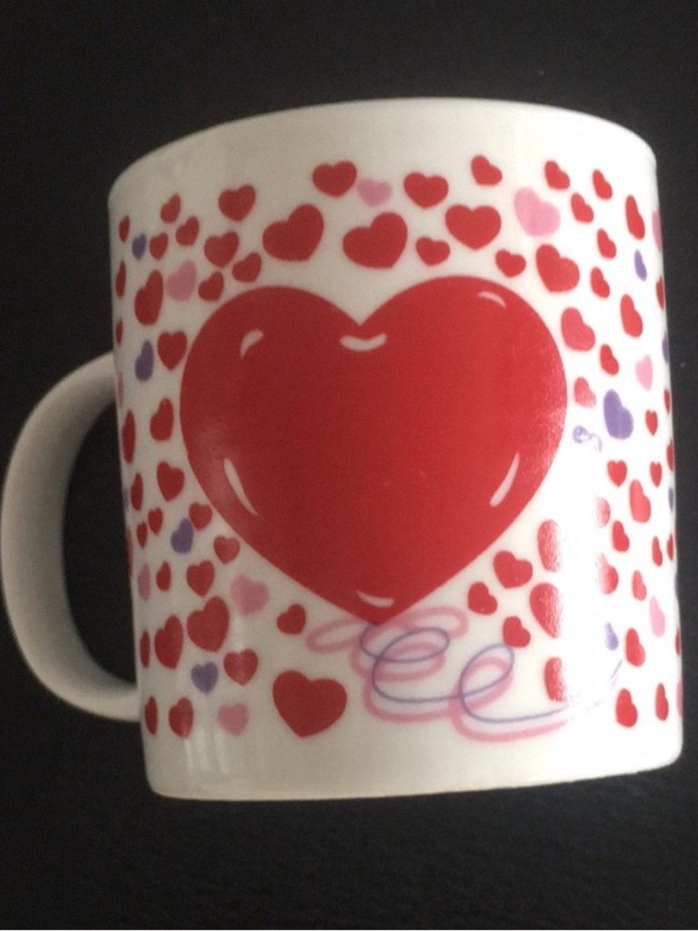 Ceramic Espresso Cup White Multicolour Pastel Pink Red Purple Hearts Mini Mug